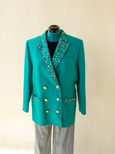 Teal Rhinestone Blazer XL