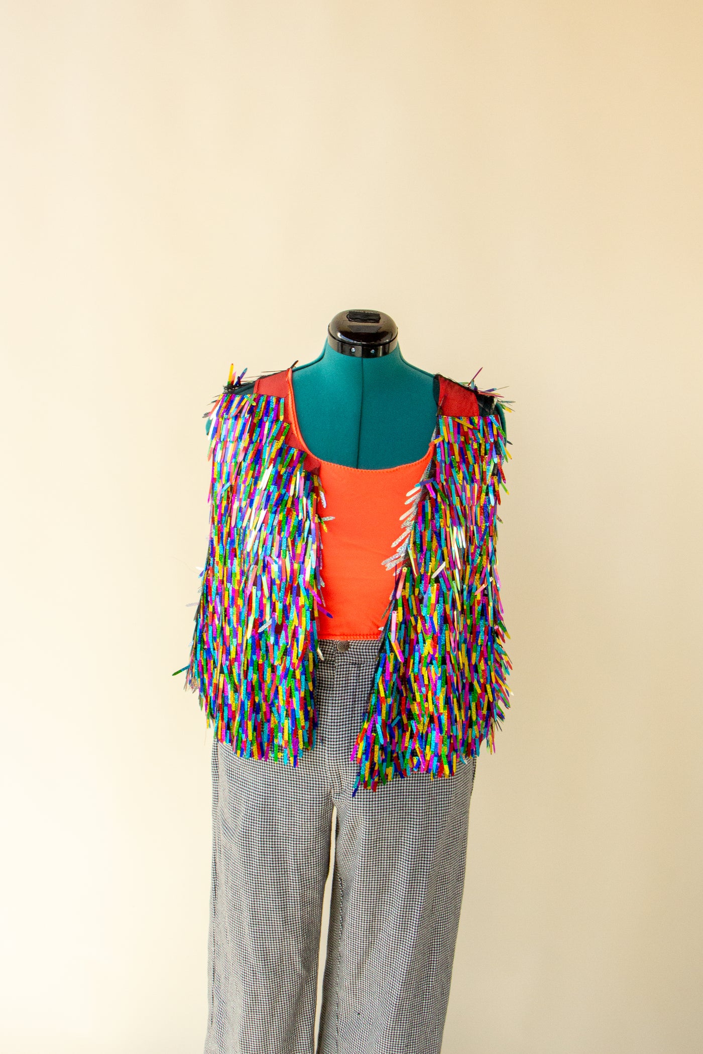 Rainbow Long Fringe Pride Vest XL/2X