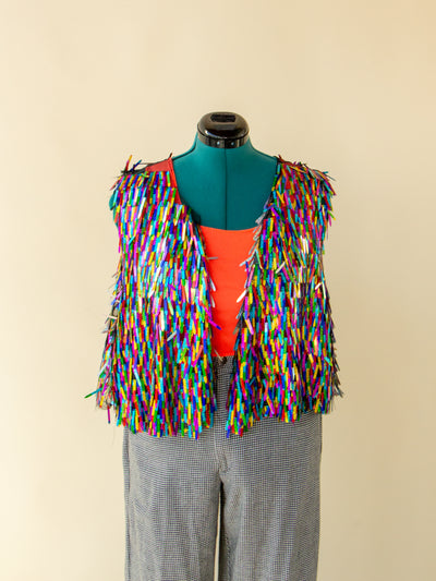 Rainbow Long Fringe Pride Vest XL/2X