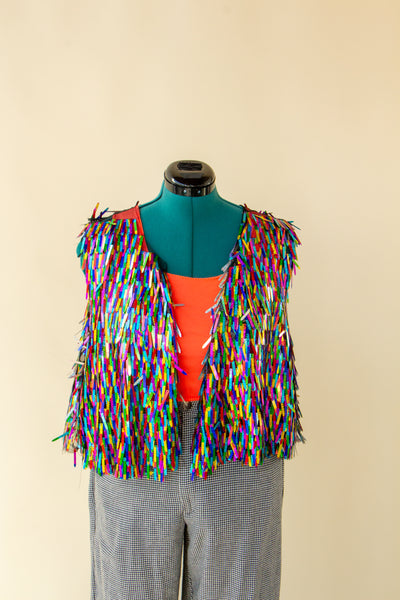 Rainbow Long Fringe Pride Vest XL/2X