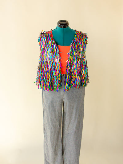 Rainbow Long Fringe Pride Vest XL/2X