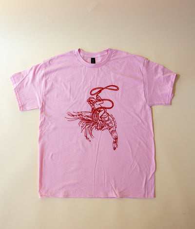 Pink Velvet Outlaw Shrimp Cowgirl T-shirt