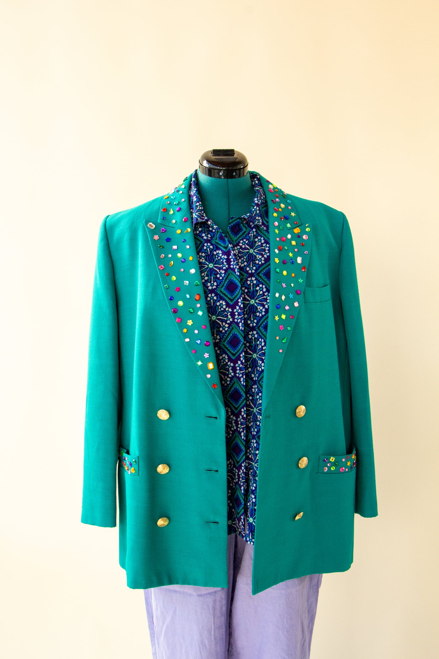 Teal Rhinestone Blazer XL