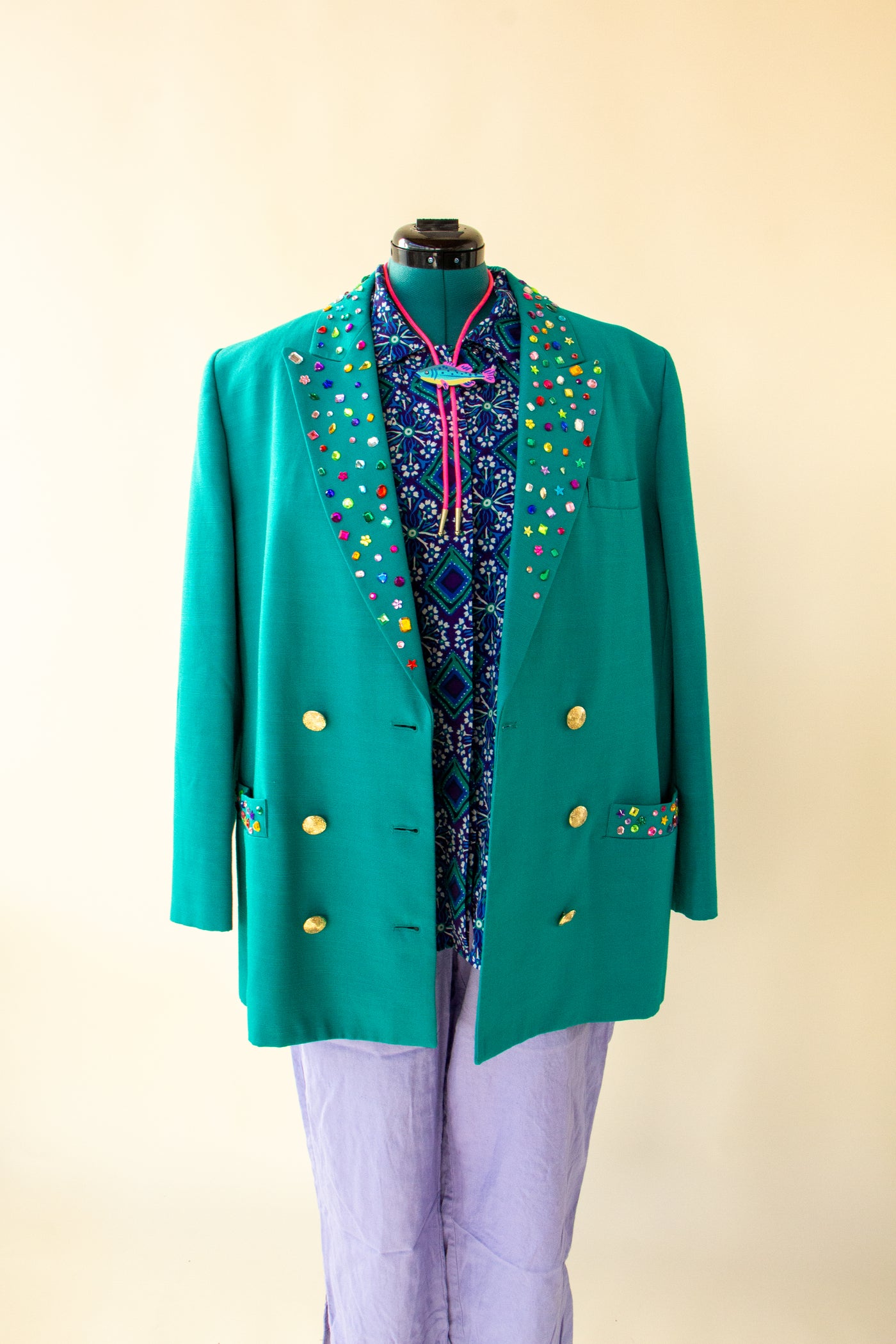 Teal Rhinestone Blazer XL