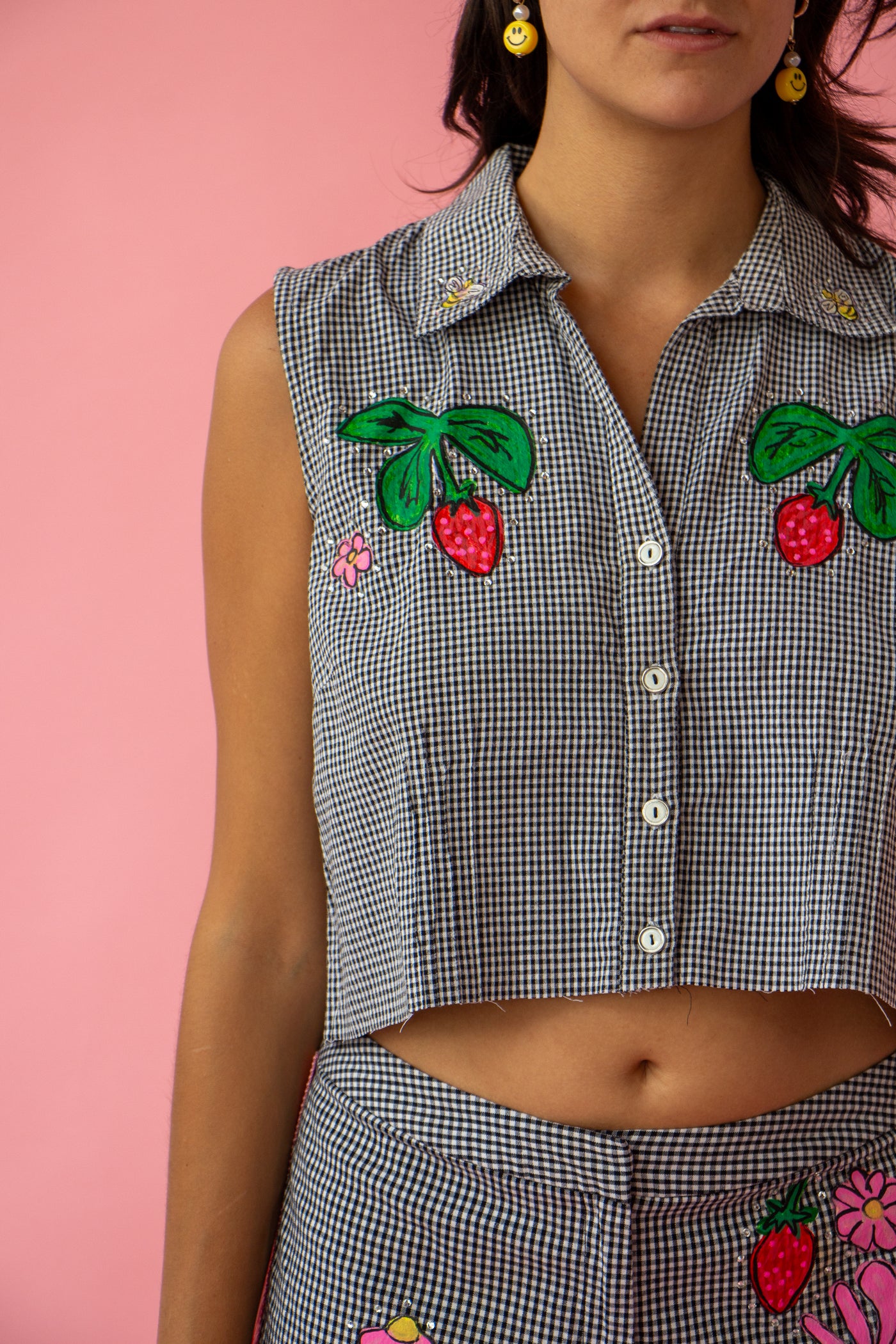 Gingham Strawberry Western Set Size M