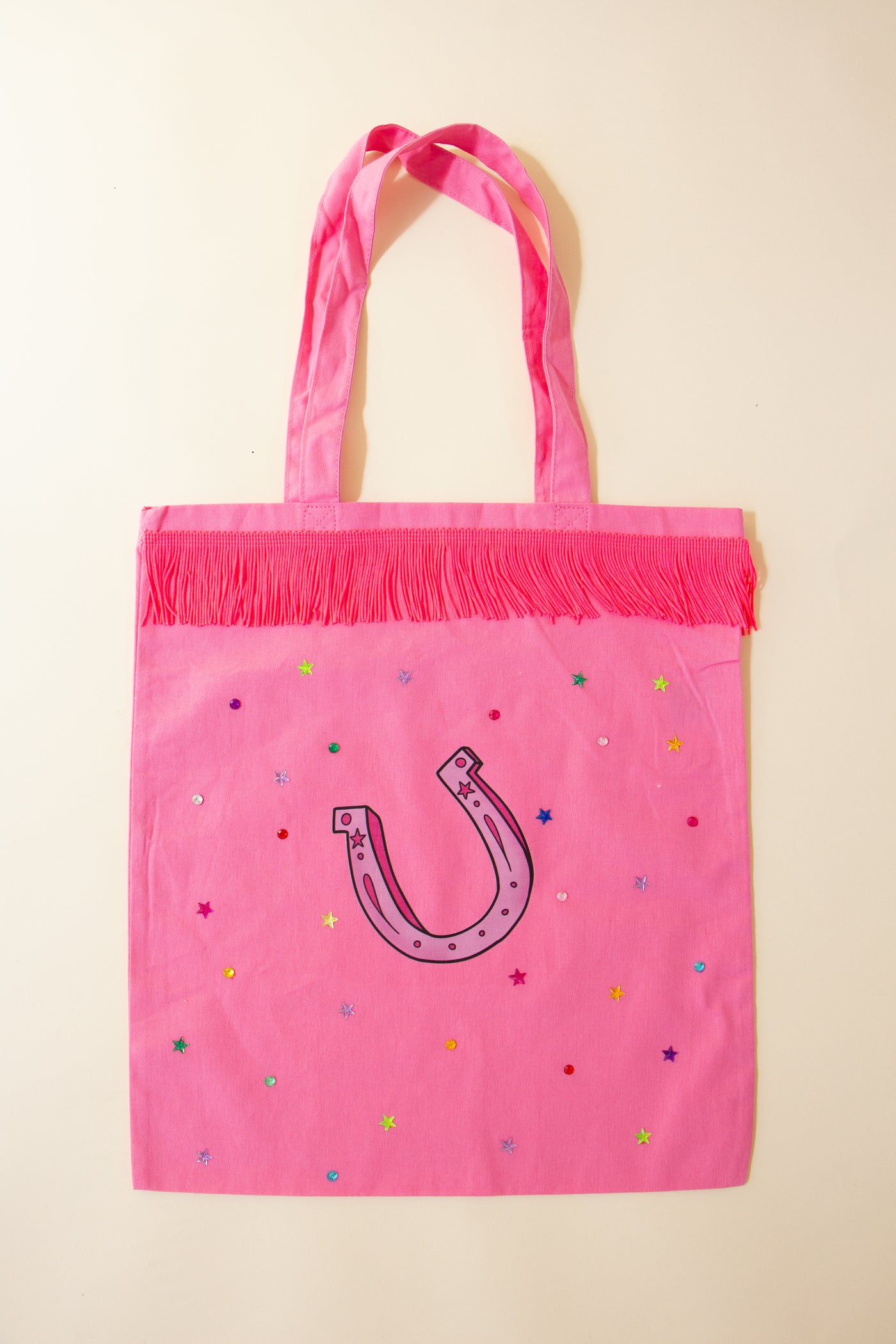 Pink Fringe Tote Bags