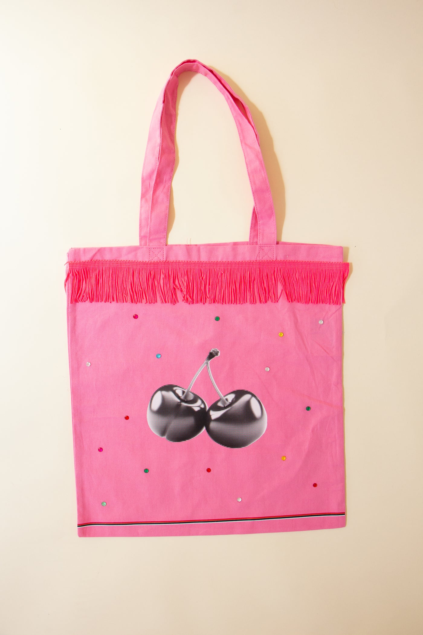 Pink Fringe Tote Bags