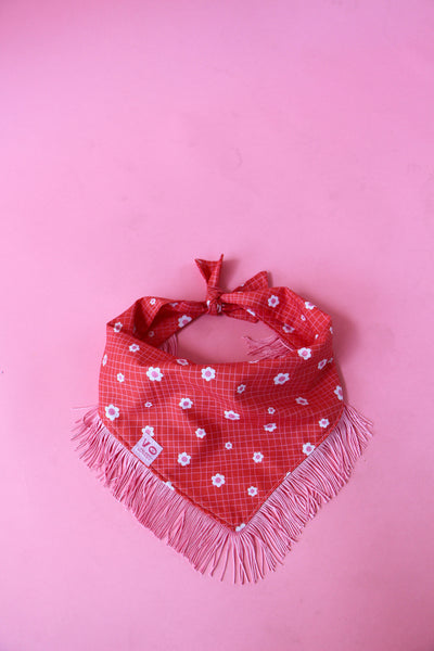 Groovy Floral with Pink Fringe Dog Bandana