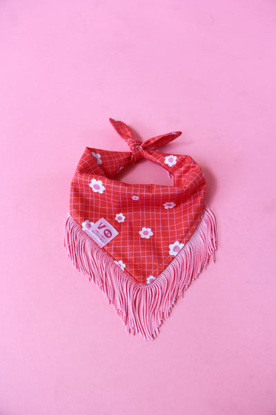 Groovy Floral with Pink Fringe Dog Bandana