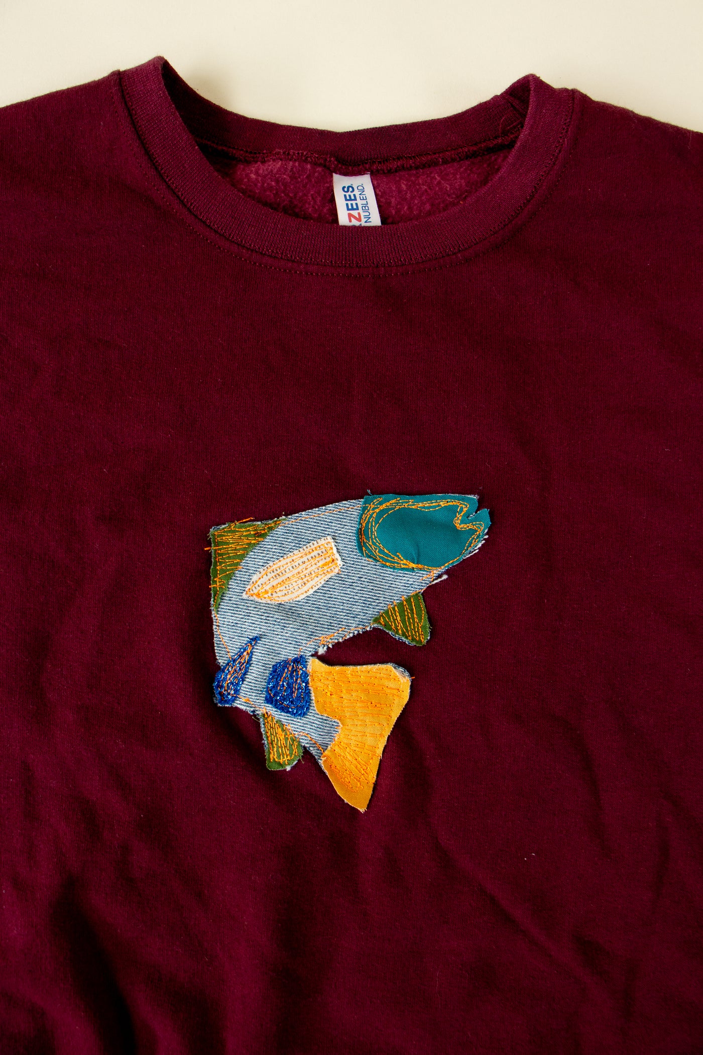 Fish Patch Sweatshirt Maroon