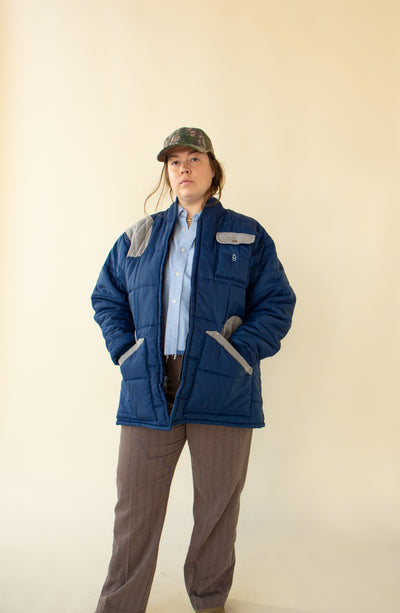 Blue Quilted Vintage Shooting Jacket