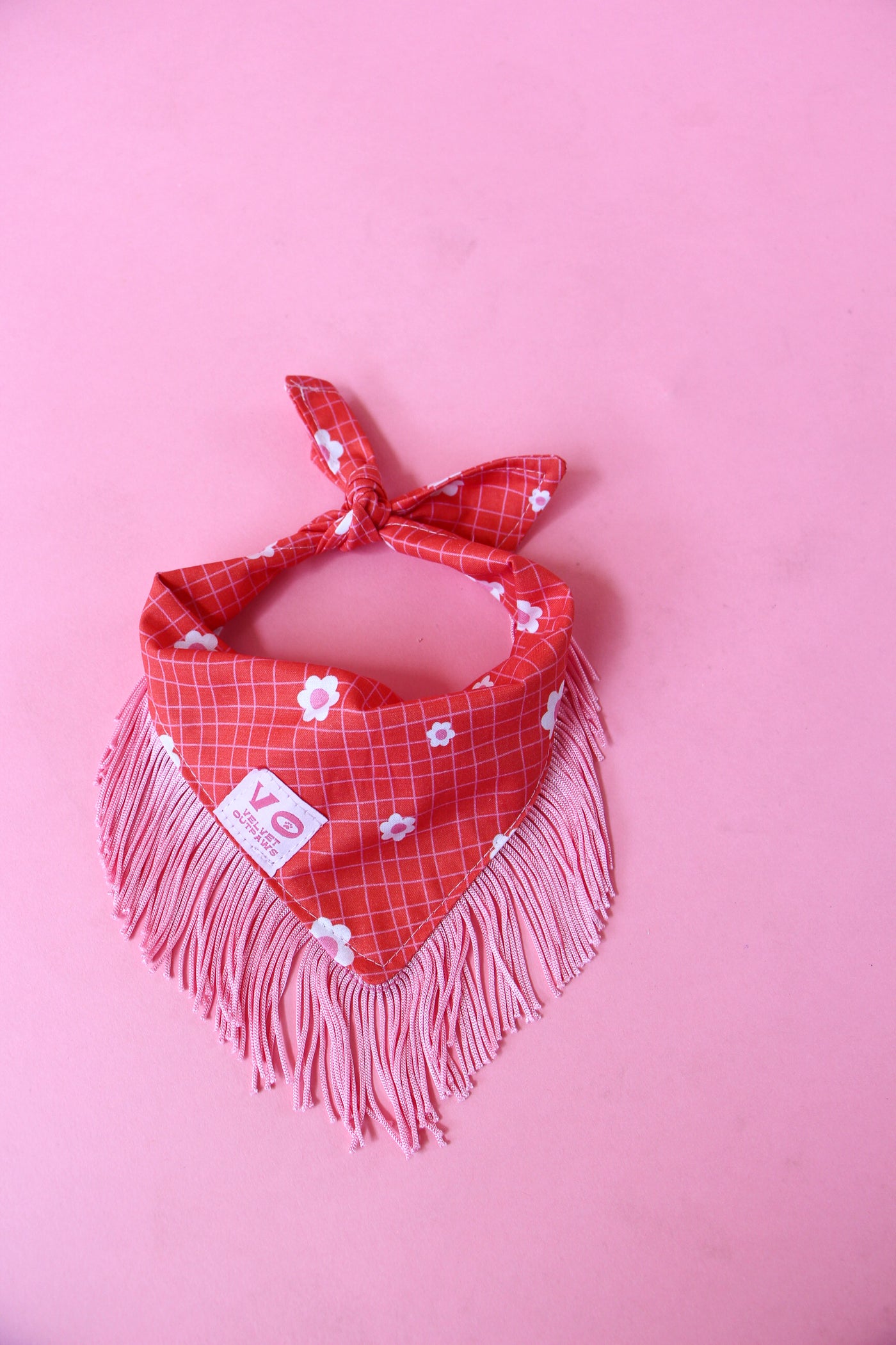 Groovy Floral with Pink Fringe Dog Bandana