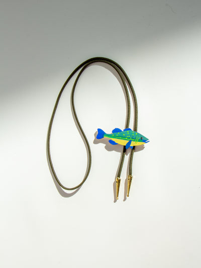 Fish Dark Olive Bolo Tie