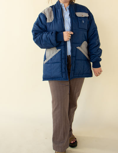 Blue Quilted Vintage Shooting Jacket