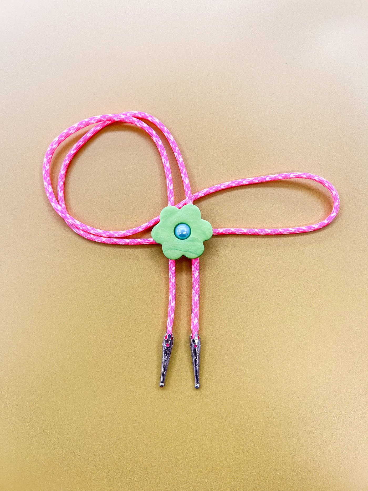 Pink Camo Green Flower Bolo Tie