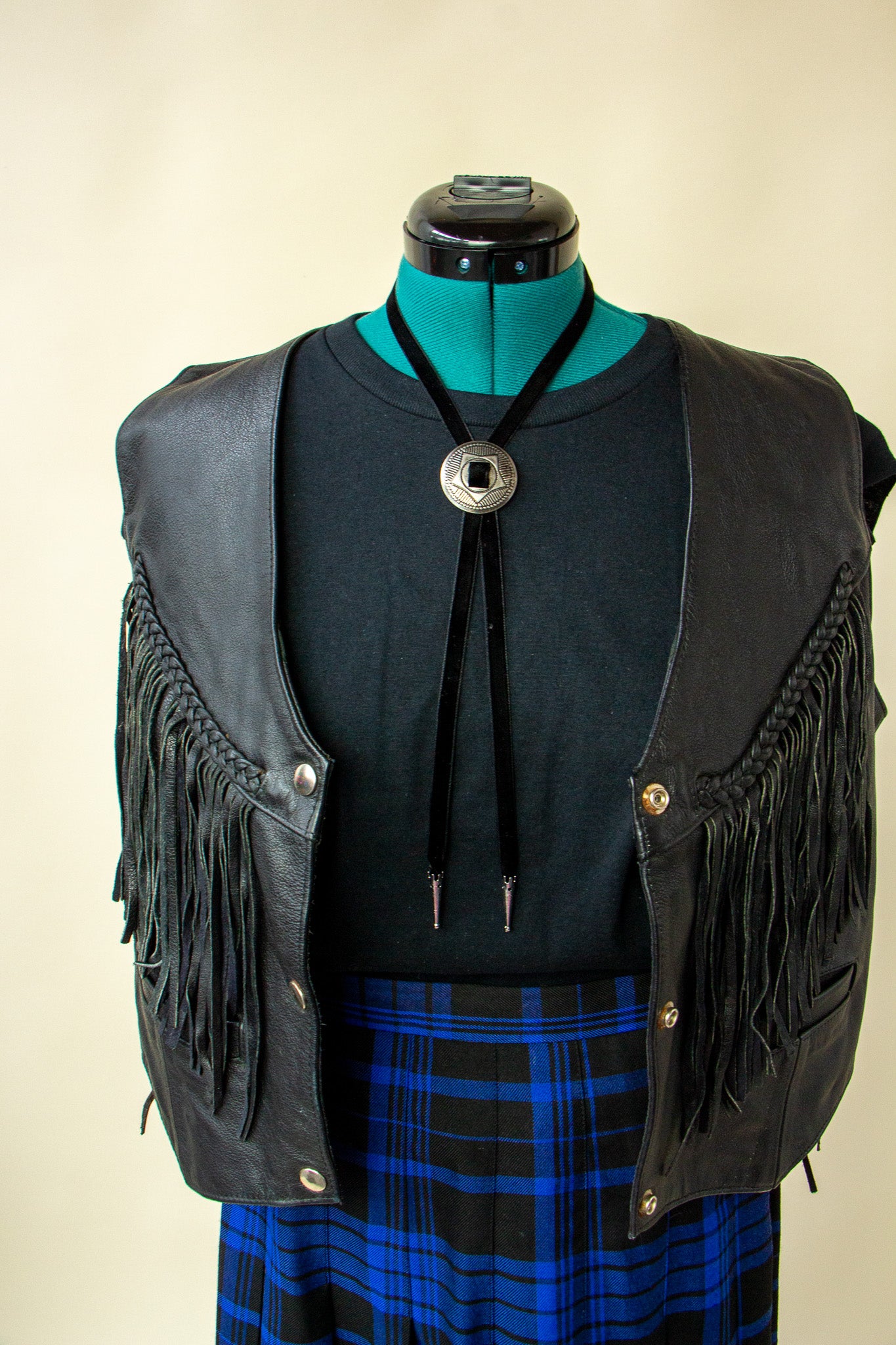 Multiple Velvet Bolo Tie - Silver Tips