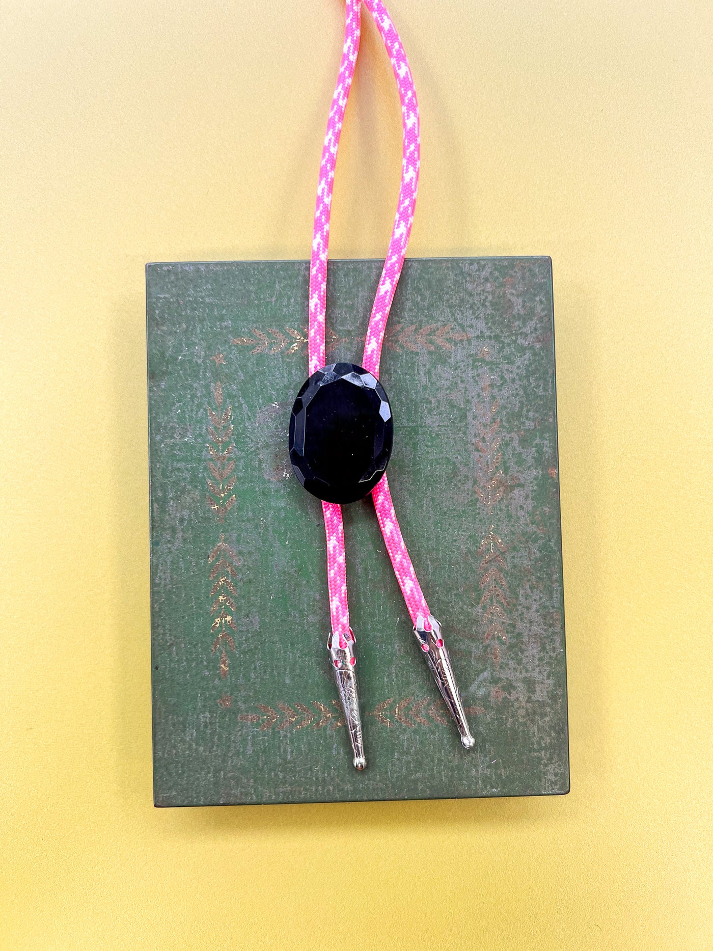 Pink Camo with Black Gem Bolo Tie