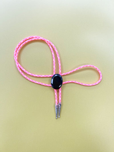 Pink Camo with Black Gem Bolo Tie