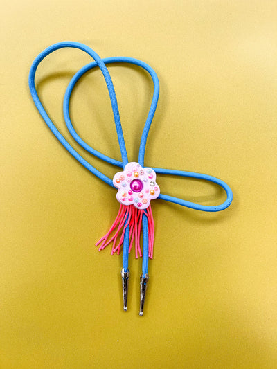 Fringe Flower Rhinestone Bolo Tie