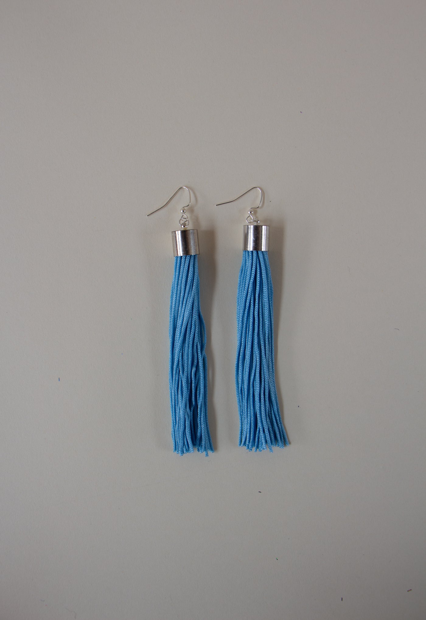 Light Blue Tassel Fringe Earrings