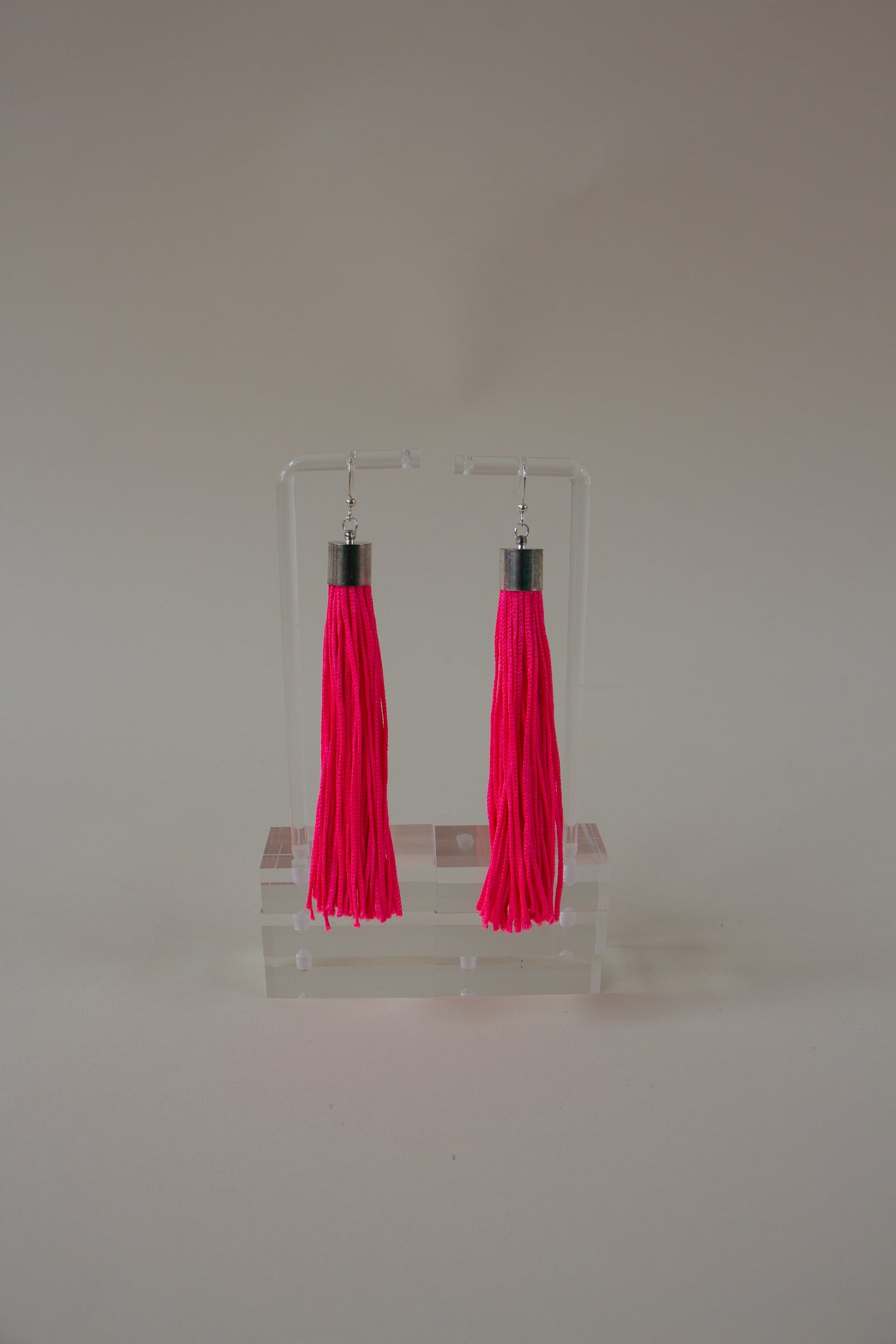 Hot Pink Tassel Fringe Earrings