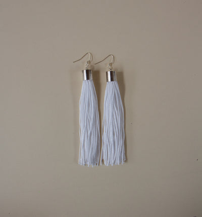 White Tassel Fringe Earrings