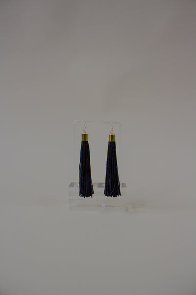 Black Tassel Fringe Earrings