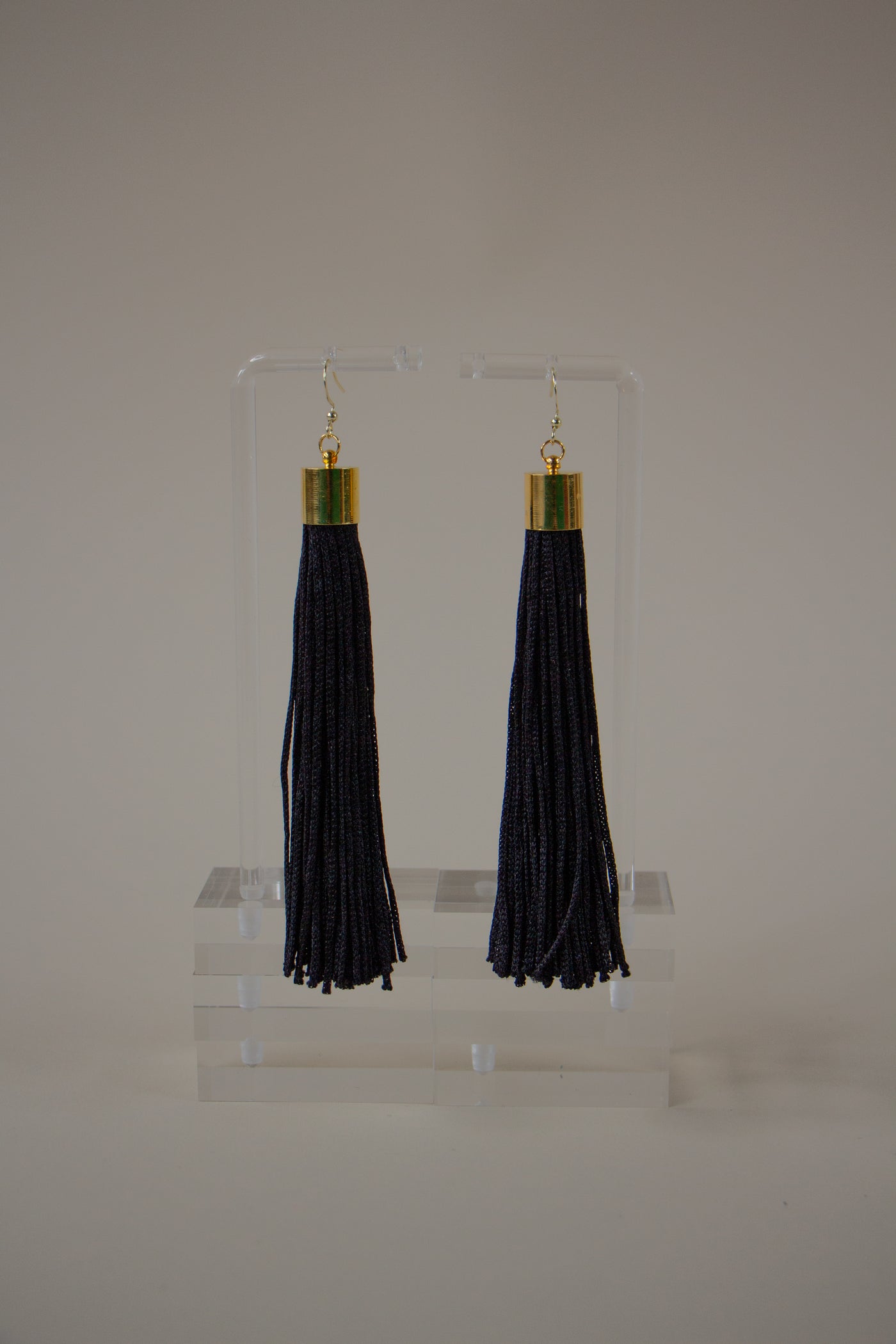 Black Tassel Fringe Earrings