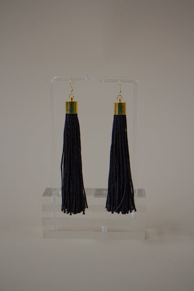 Black Tassel Fringe Earrings