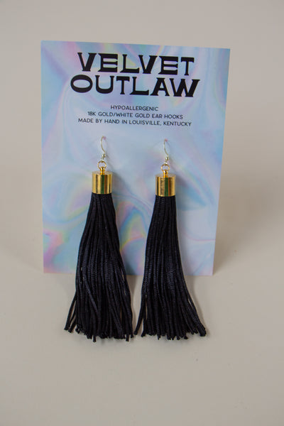 Black Tassel Fringe Earrings