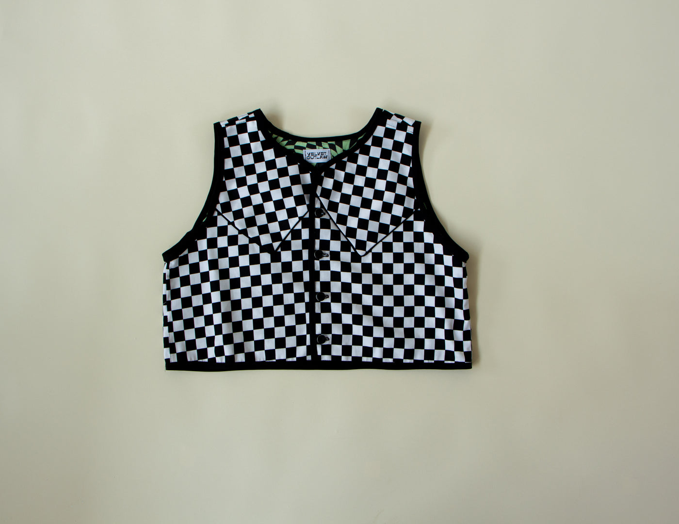 Black & White Checkered Vest with Buttons