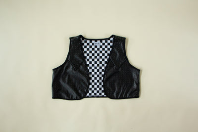 Western Style Leather Crop Vest - Size L