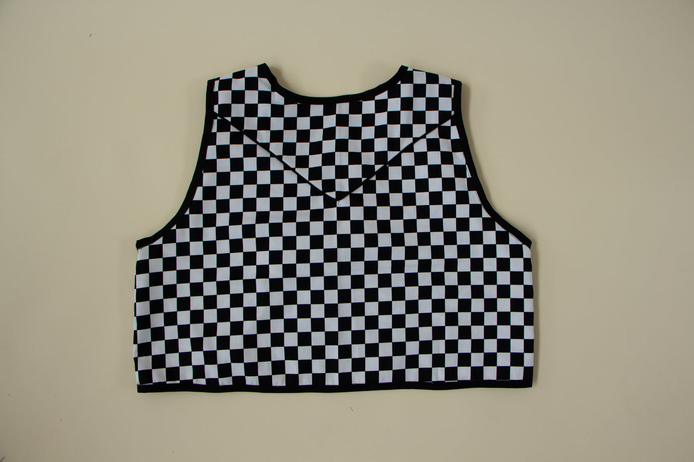 Black & White Checkered Vest with Tie Front - Size M