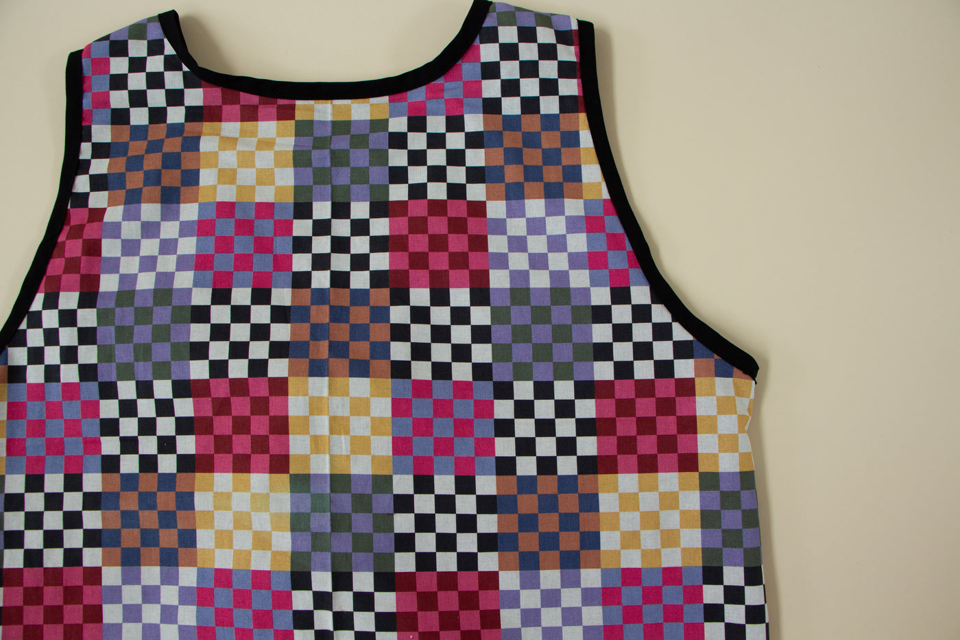 Rainbow Checker  Western Vest with Double Tie Size M