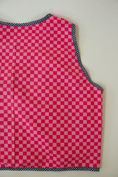 Pink Checkered Vest with Tie Size 1X