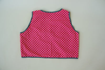 Pink Checkered Vest with Tie Size 1X