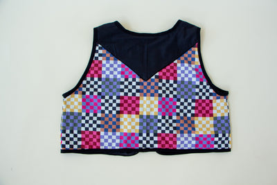 Western Rainbow Checker Vest with Double Tie Size L