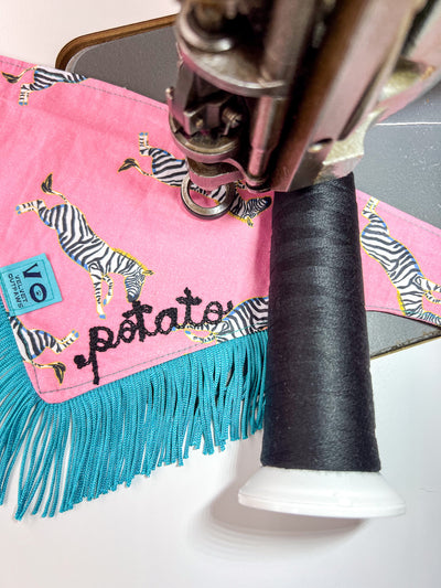 Zebras with Blue Fringe Dog Bandana