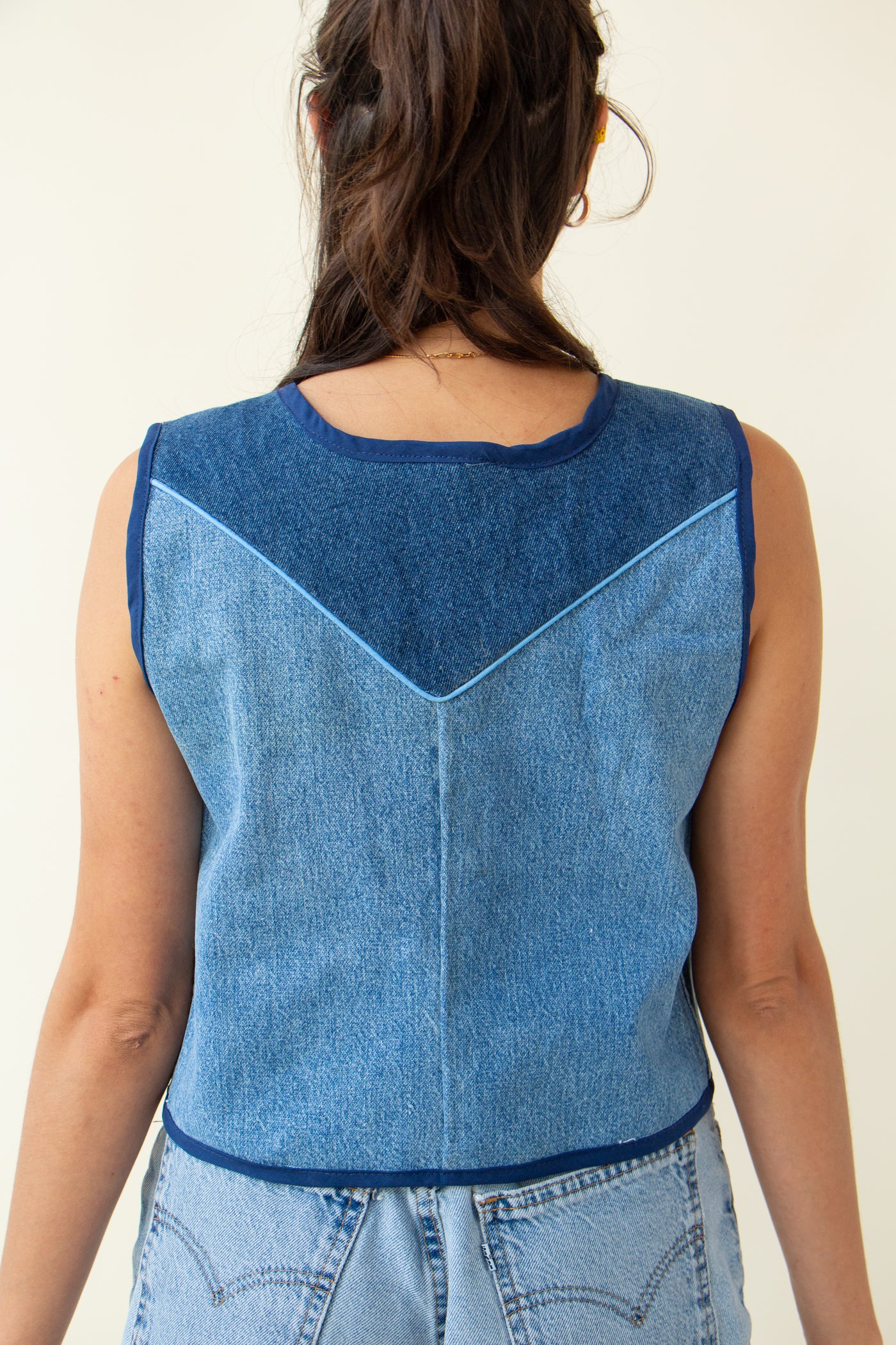 Western Two Tone Denim Vest Size S