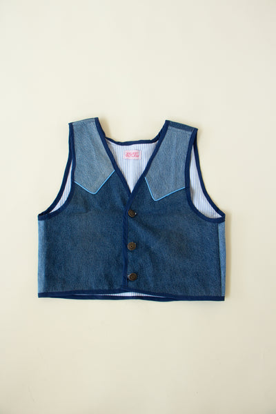 Western Two Tone Denim Vest Size S