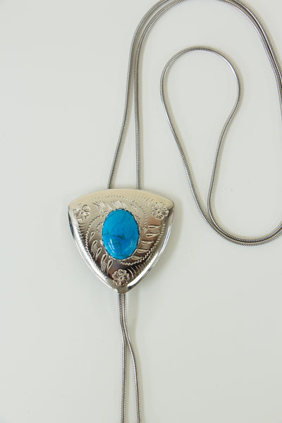 Turquoise Silver Vintage Bolo Tie