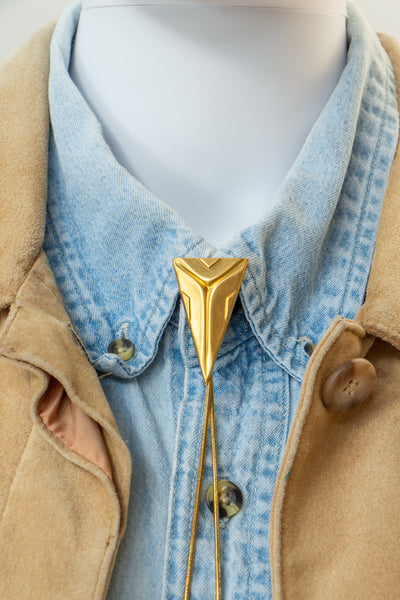 Geometric Vintage Brass Triangle Bolo Tie