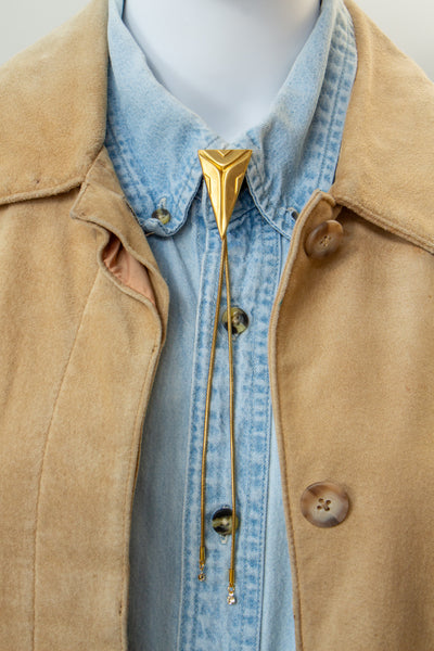 Geometric Vintage Brass Triangle Bolo Tie