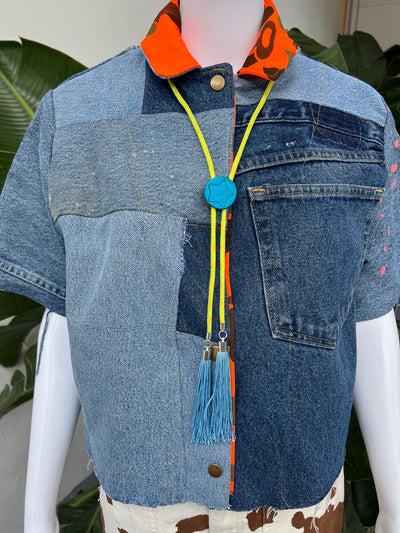 Blue Star Chartreuse Yellow Bolo Tie
