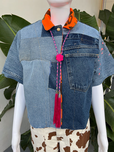Flower Purple Camo Fringe Bolo Tie