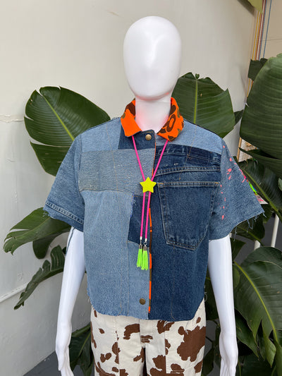 Lime Green Star Pink Fringe Bolo Tie