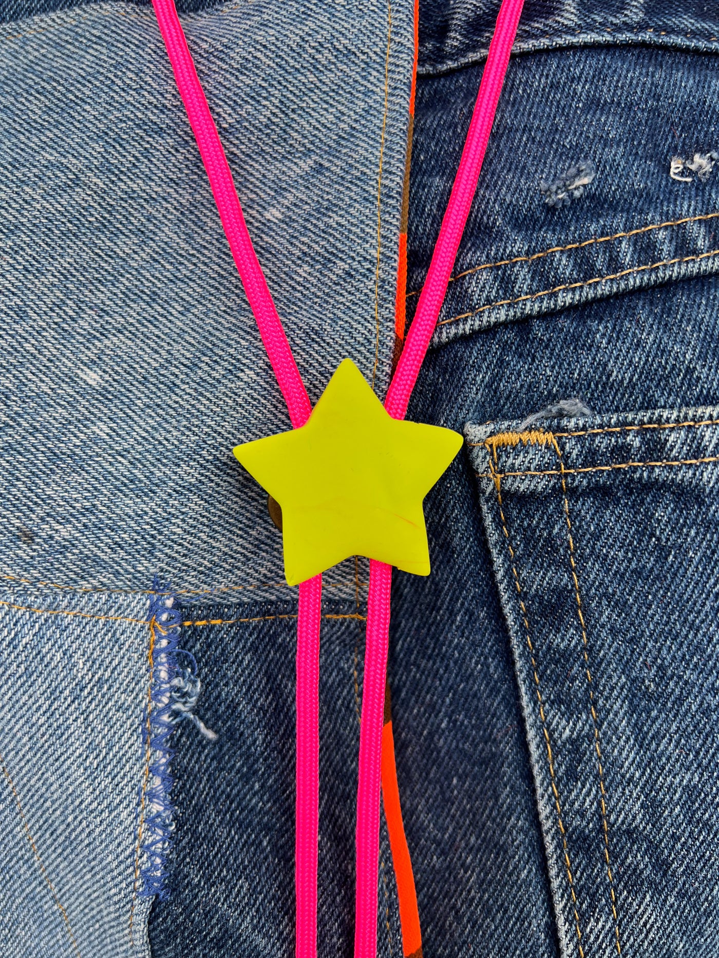 Lime Green Star Pink Fringe Bolo Tie