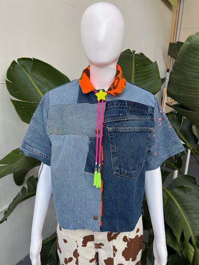 Lime Green Star Pink Fringe Bolo Tie