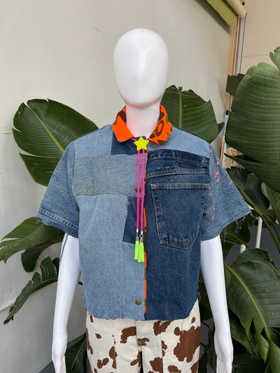 Lime Green Star Pink Fringe Bolo Tie
