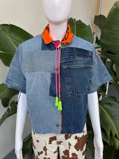 Mini Flower Pink Camo Fringe Bolo Tie